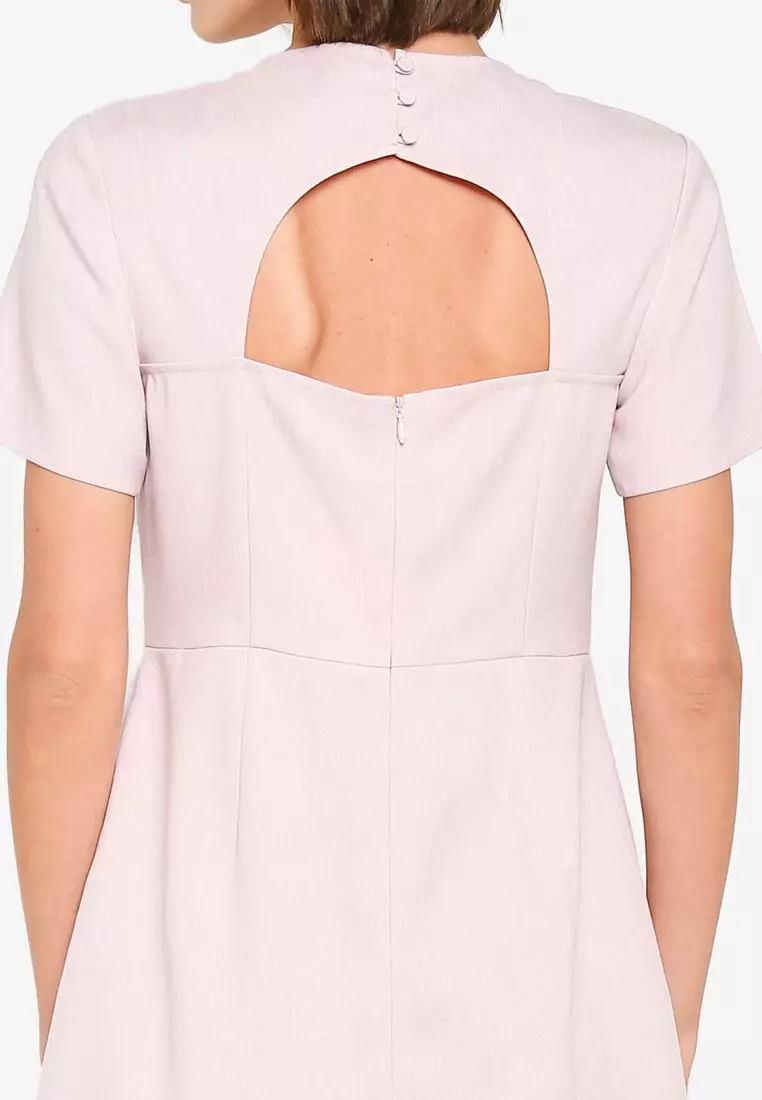 Back Detail Fluted Hem Dress