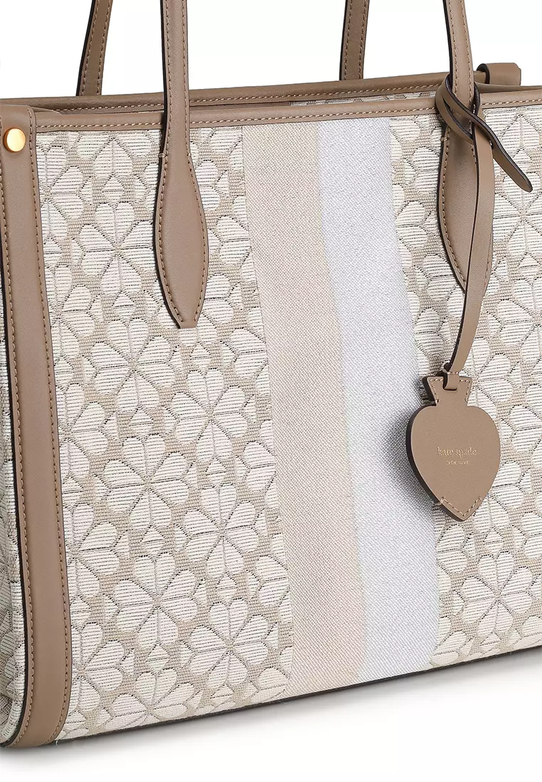 Spade Flower Jacquard Stripe Market Medium Tote Bag (cv)