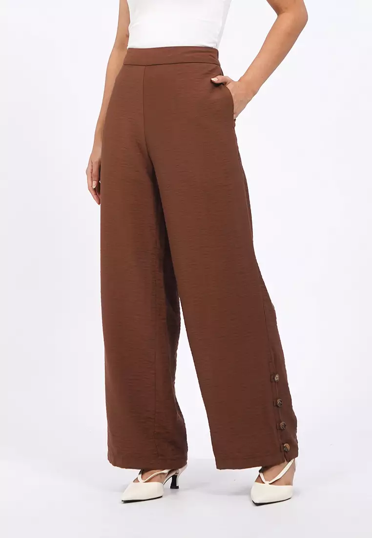 Button Details High Waist Pants