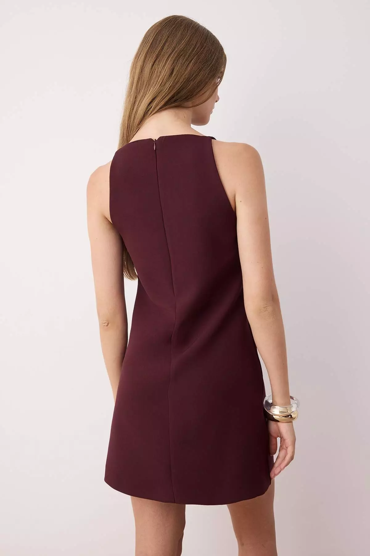 Plum Premium Thick/Winter Strap Bodycone Body Fitting Mini Dress