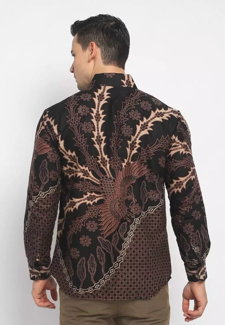 Black Resi Abyasa Kemeja Batik Pria Premium Slimfit Modern Lengan Panjang