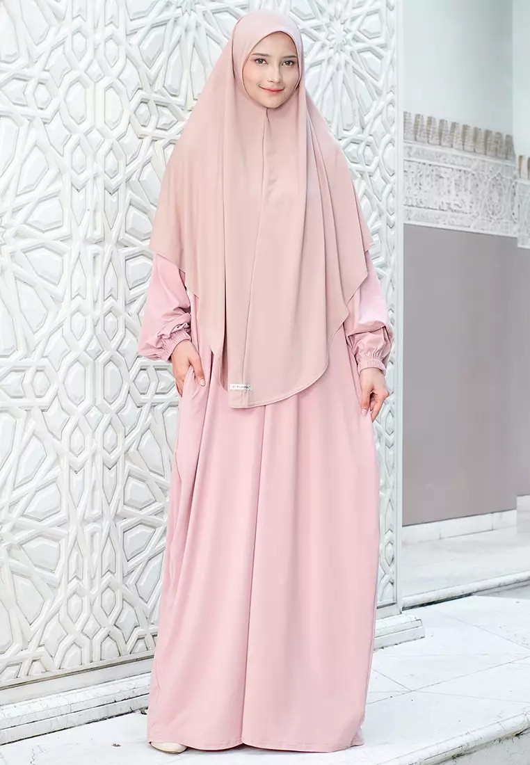 JV Hasanah Abaya Rayon Bergo Syar'i Rosegold | Gamis Abaya Rayon Jumbo