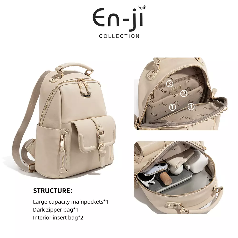 En-ji Yobum Backpack Wanita Warna Nougat