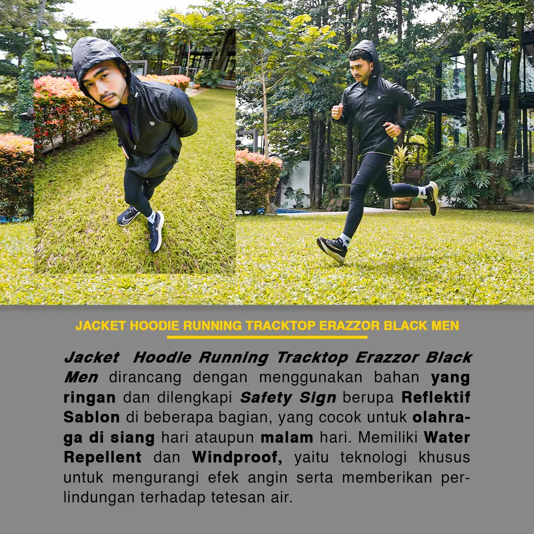 Tiento Jaket Hoodie Running Tracktop Jacket Olahraga Jogging Lari Sports Erazzor