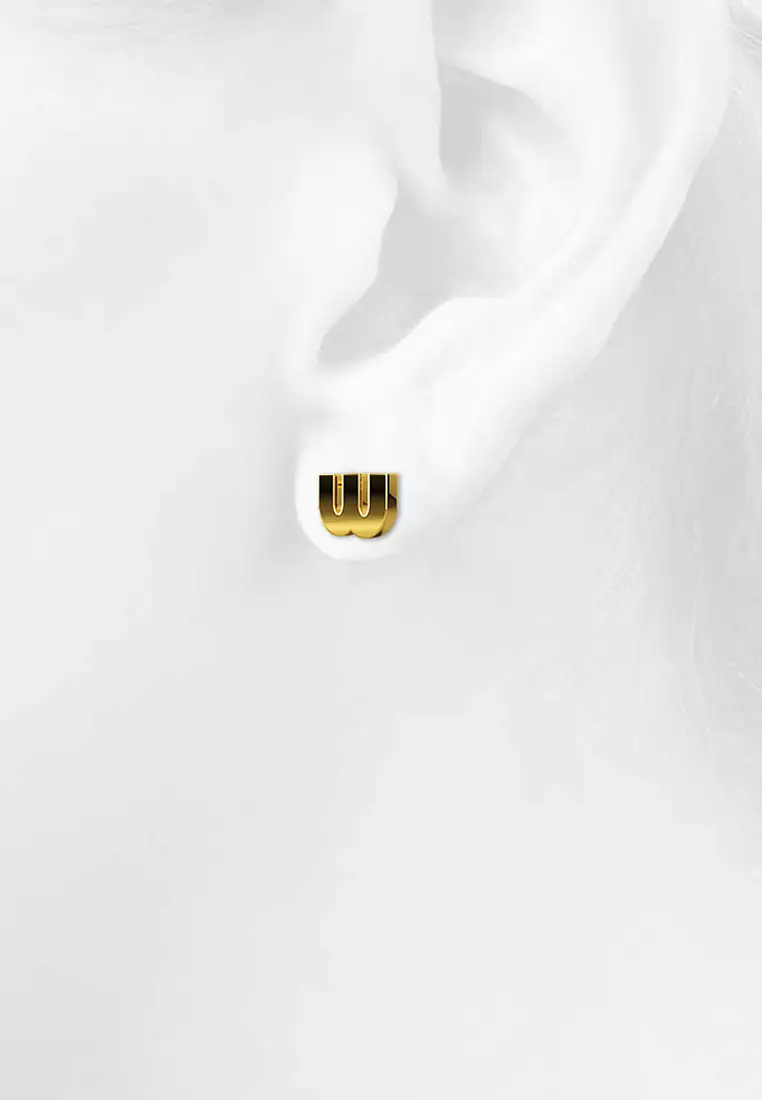 Bold Initial Alphabet Letter Earrings Gold Layered Steel Jewellery- W