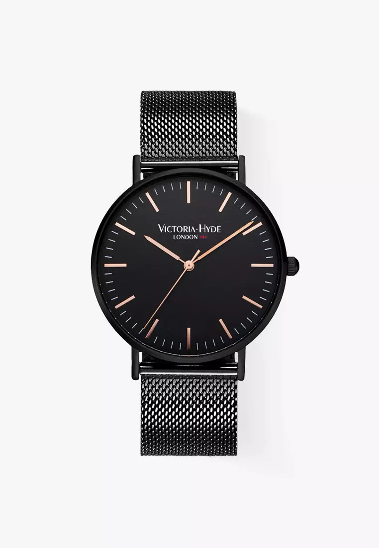 Men Watch 40mm Classic Model Black Stainless steel Mesh Strap Black Case Face-Black