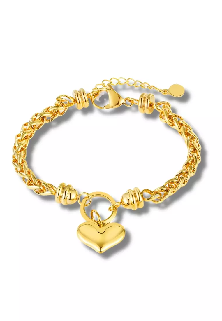 Lovene Heart Love Pendant Kids Bracelet in Gold