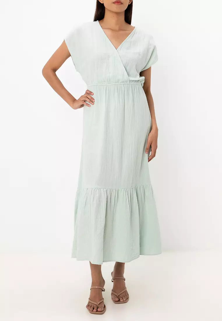 Thyra 短袖裹身中長連身裙