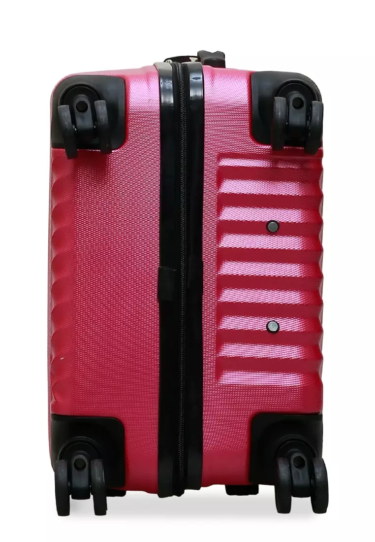 Isvara Tas Koper One Set Unisex Large Compartment Suitcase Number Code Locking Material Fiber ABS ORIGINAL - Pink