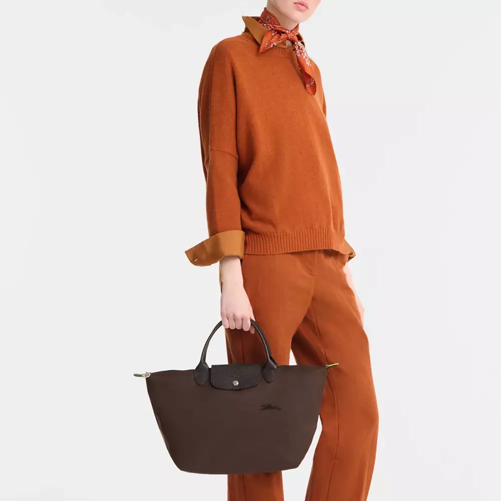 Le Pliage Green Medium Top Handle Bag Mocha