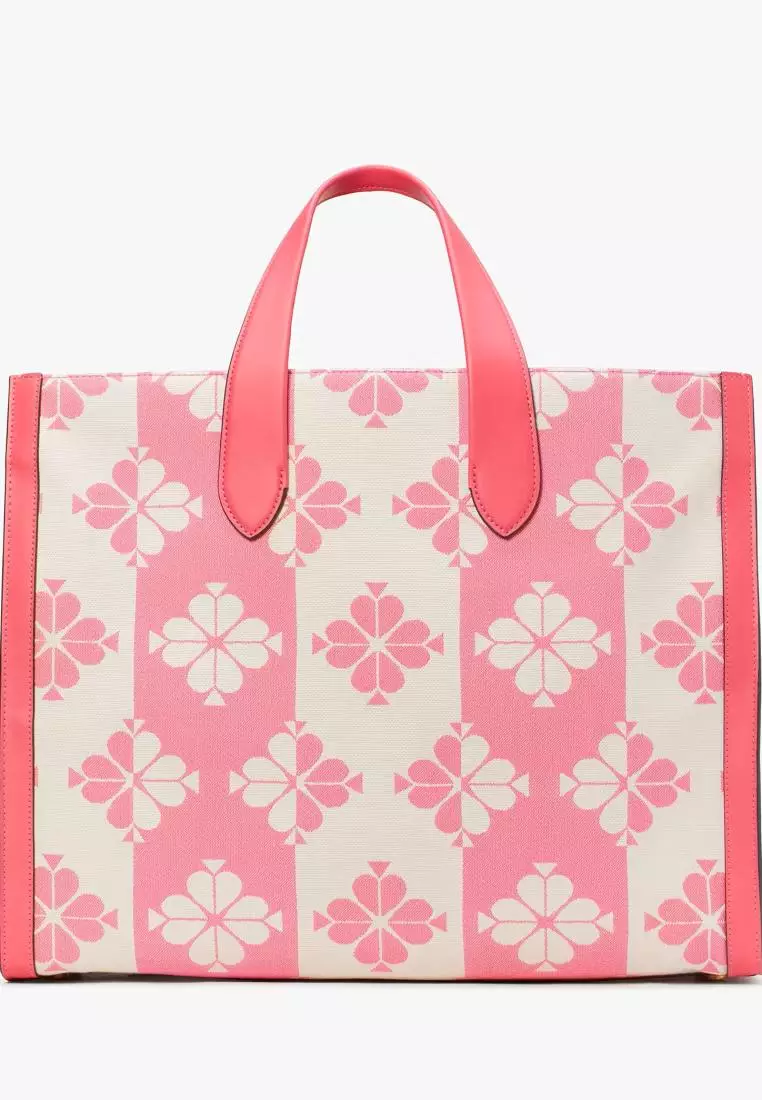 Kate Spade Flower Two-tone Canvas Manhattan Large Tote Pink