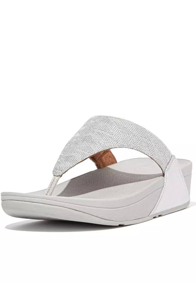 FitFlop LULU Women's Glitz Toe-Post Sandals - Silver (ET8-011)