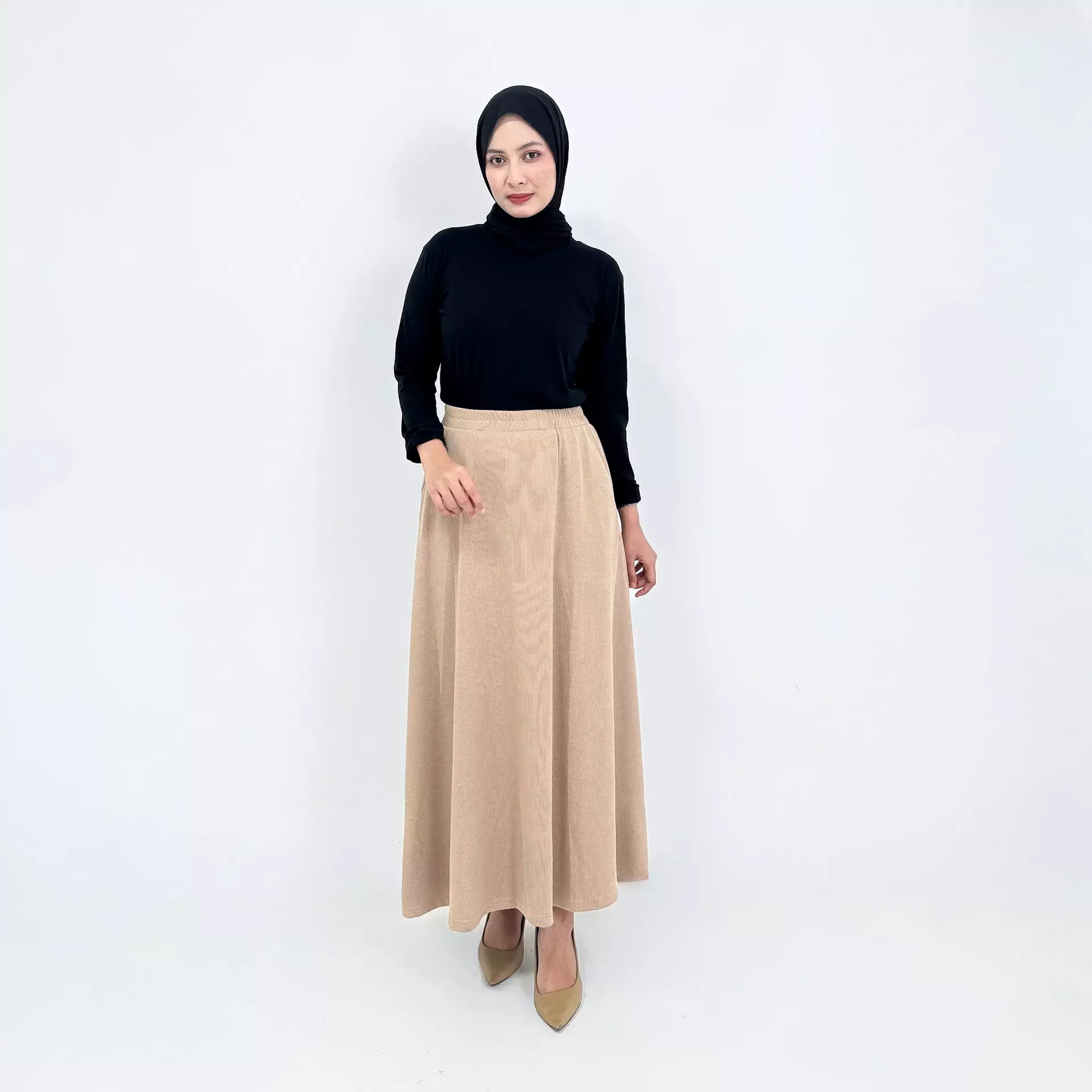 Longskirt Corduroy Ani [COKLAT] Rok Panjang Wanita Knit