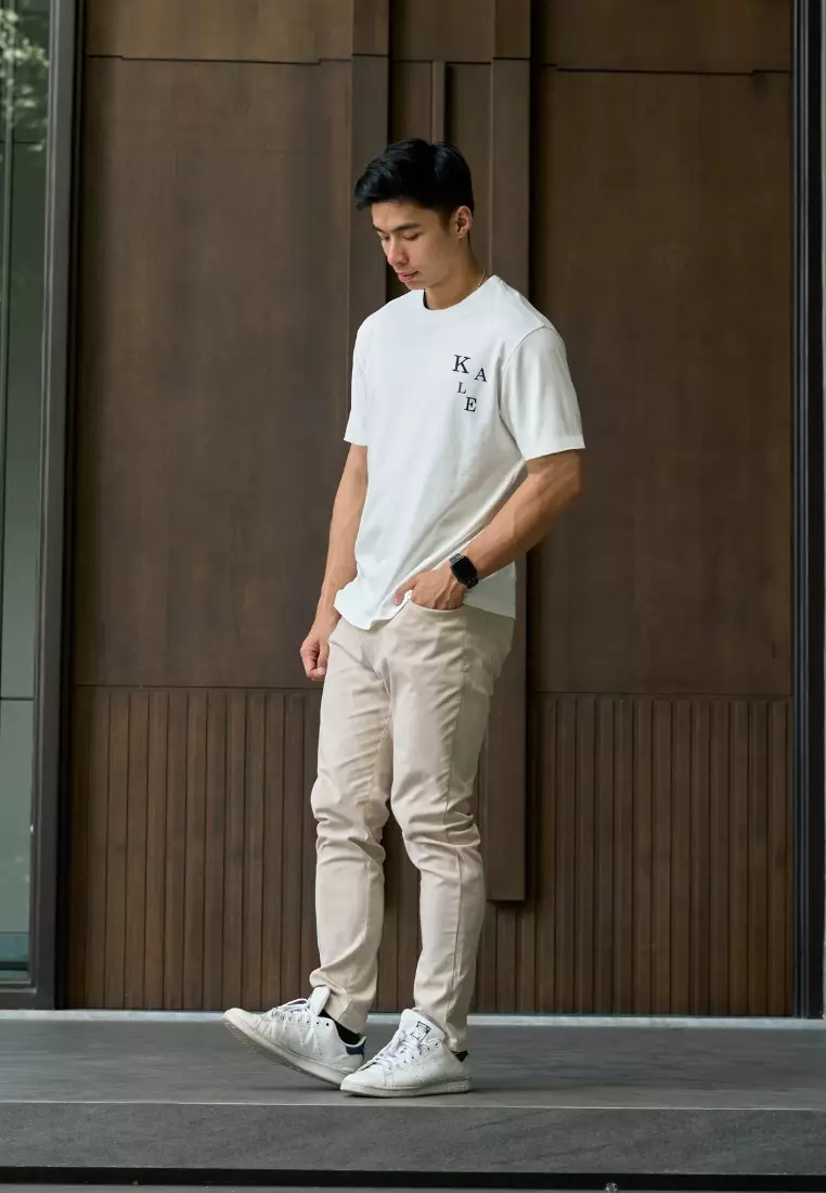 Kale Kai White / Cotton Cloudy / Kaos Boxy Fit / Kaos Korea / Atasan Kaos Pria / Kaos Basic Pria