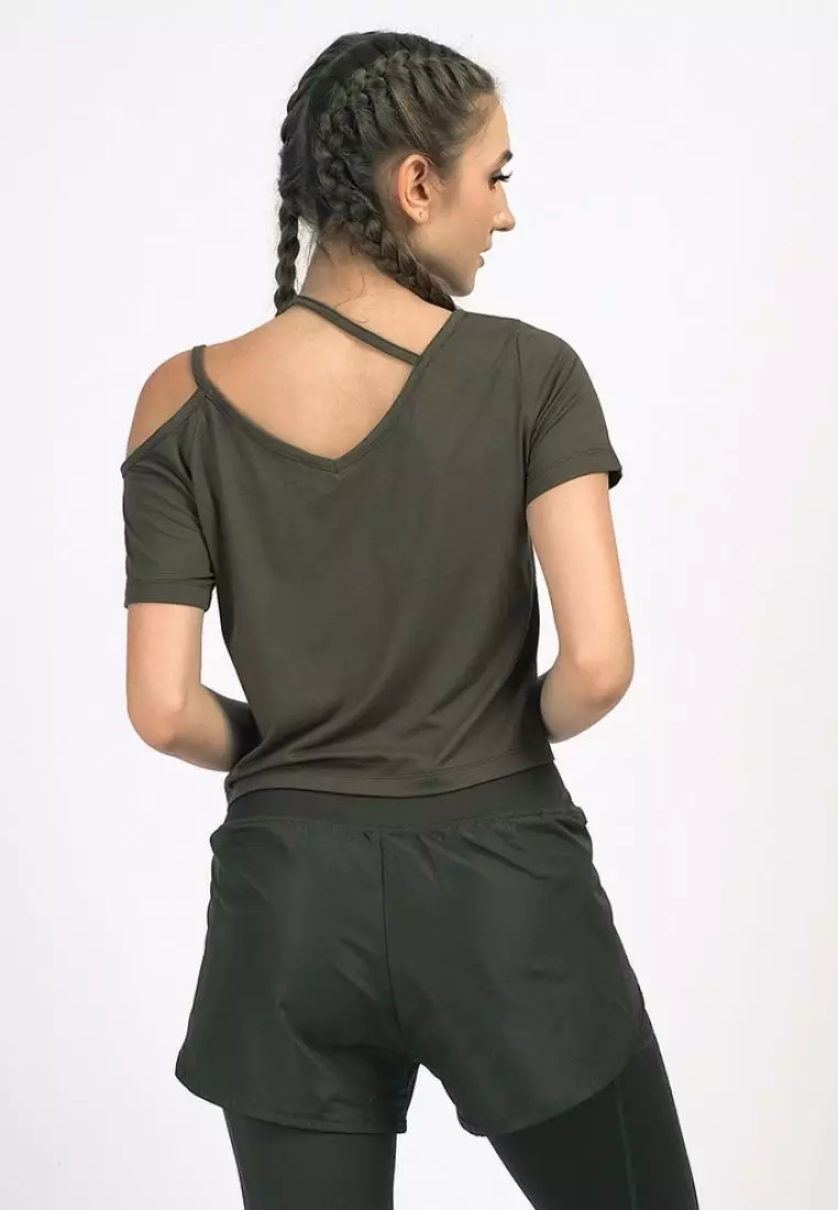 FITWEAR - SABRINA CROPTOPS S/S - ARMY