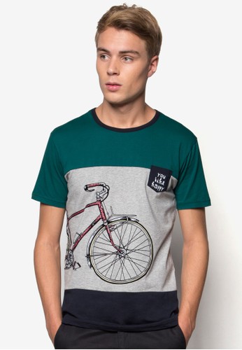 Happy Bike Contrast Block Graphiesprit衣服目錄c Tee, 服飾, 印圖T恤