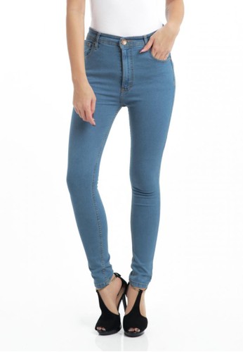Jerelyn Highwaist Skinny Jeans with Pocket in Light Blue