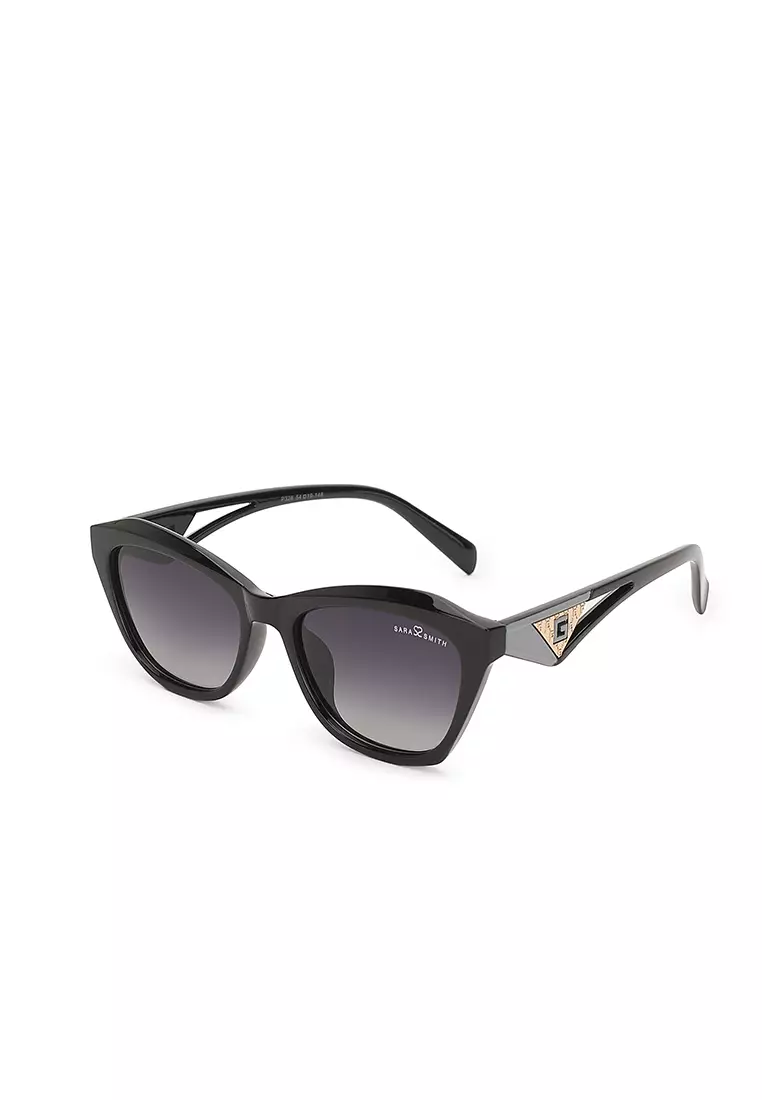 Unisex Polarized Cat-Eye Sunglasses (太陽眼鏡) - 黑色 / 灰色