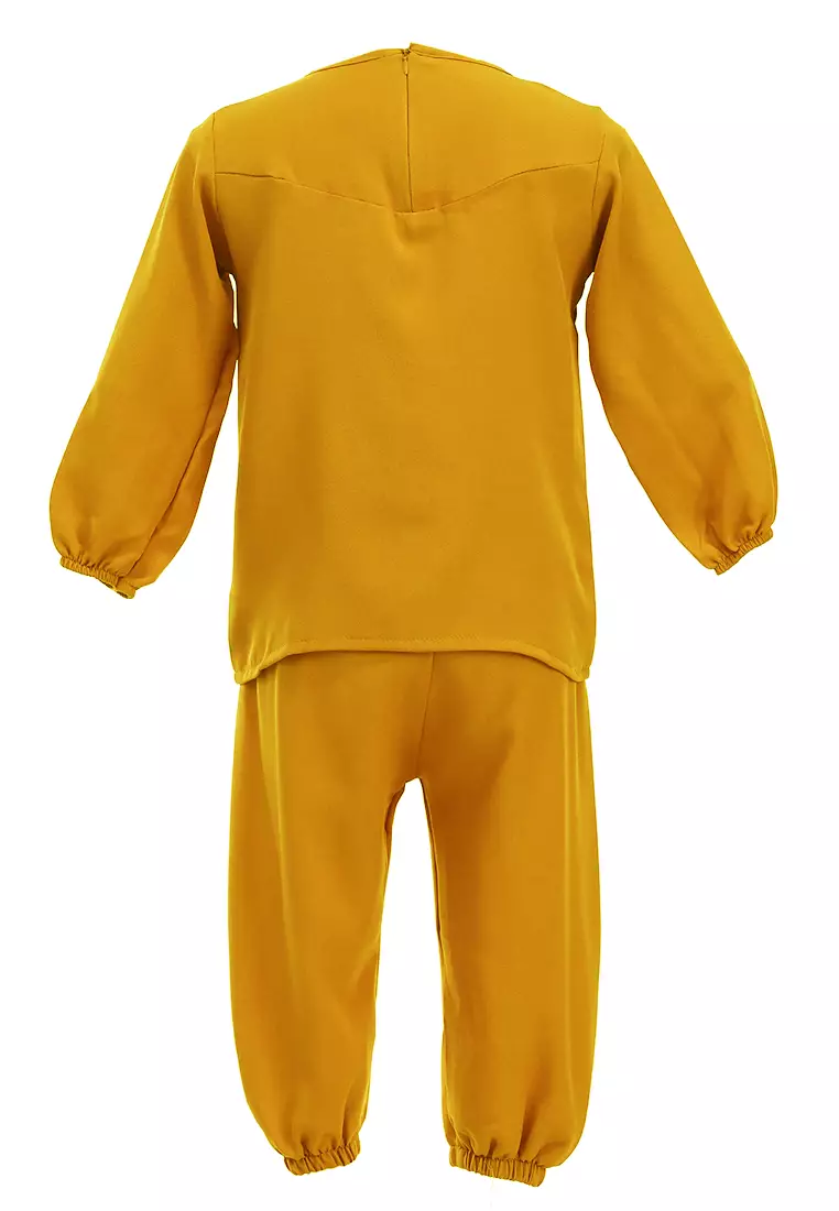 Jourell Setelan Anak Perempuan Lengan Panjang Kids One Set Motif Polos Material Cotton ORIGINAL - Soft Yellow