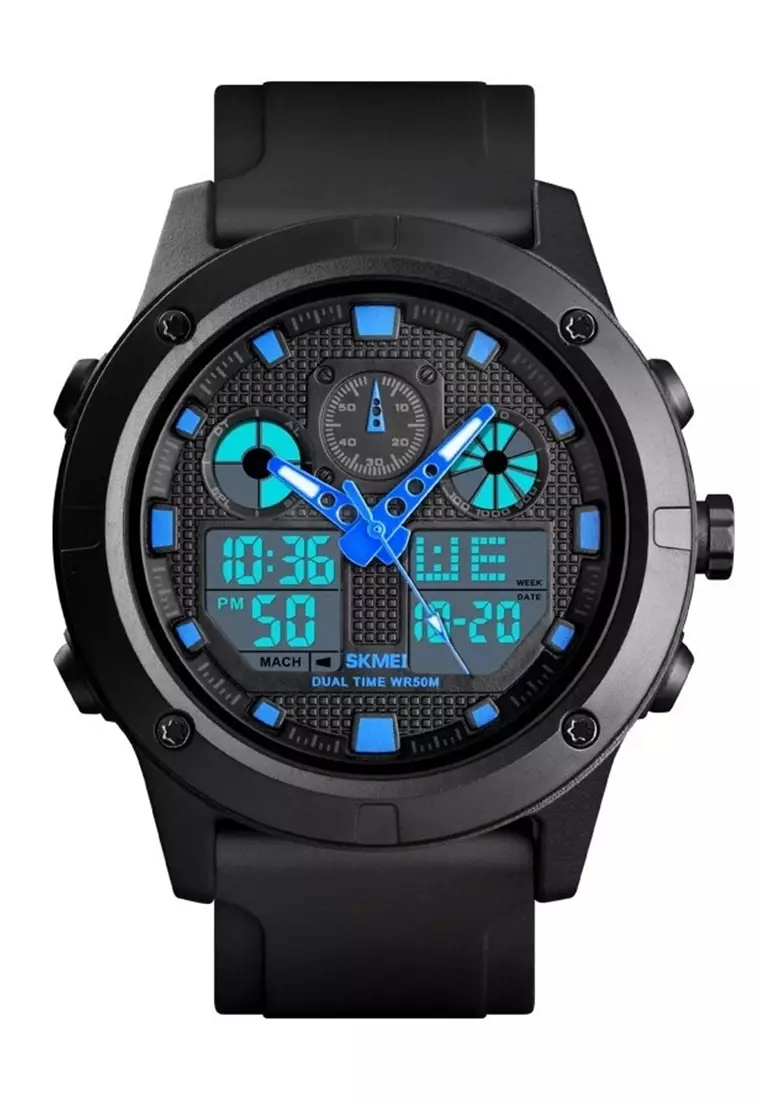 Jam Tangan Casual Analog Digital Modern Pria Strap Tali Material Silicone ZS38 ORIGINAL