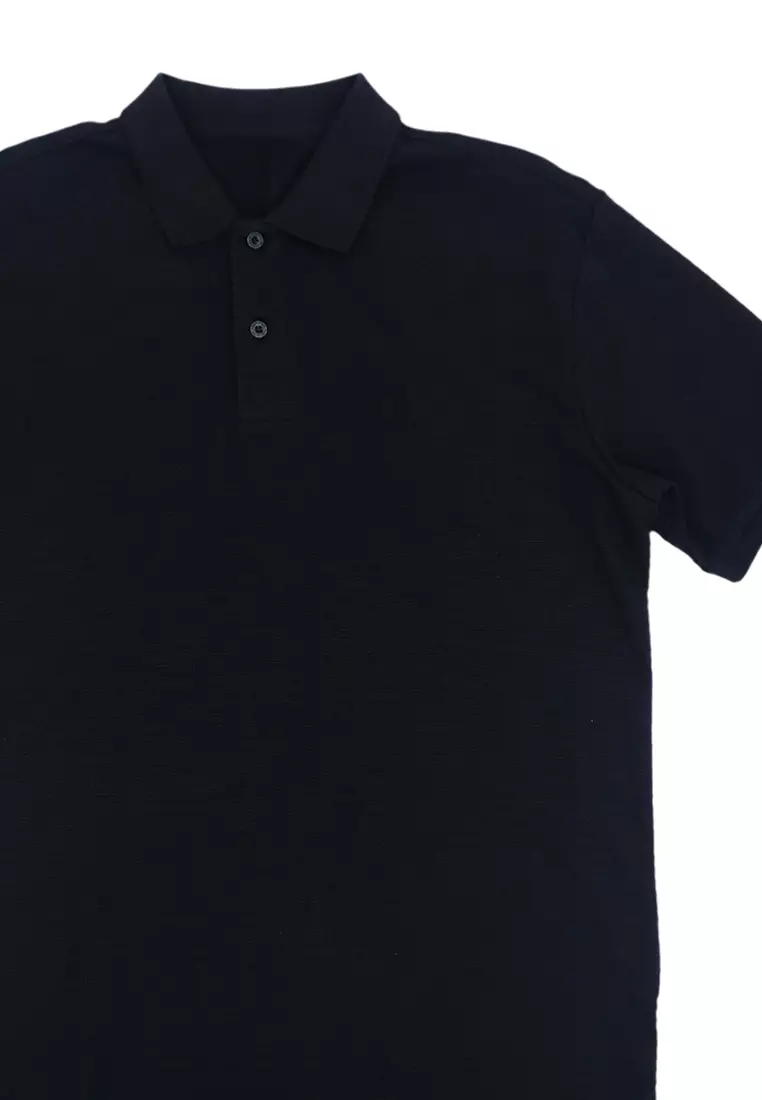 Men's Plain Poloshirt 2 Special Fabric - Black