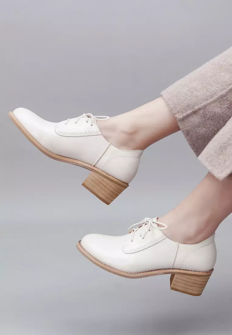 Synthetic Leather Lace Up Mid Heel Shoes TE-A160-2