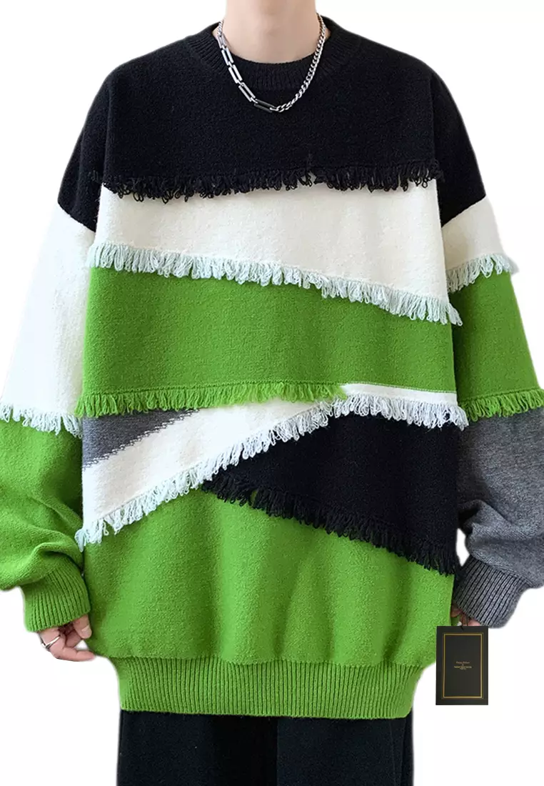 Men's contrast spliced knit sweater online