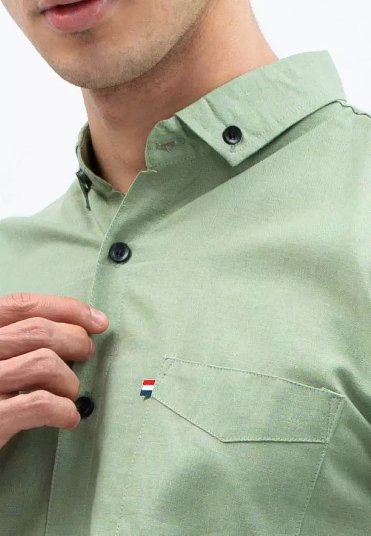 Houseofcuff Kemeja Lengan Panjang Pria Formal Slim Fit Hijau Mint