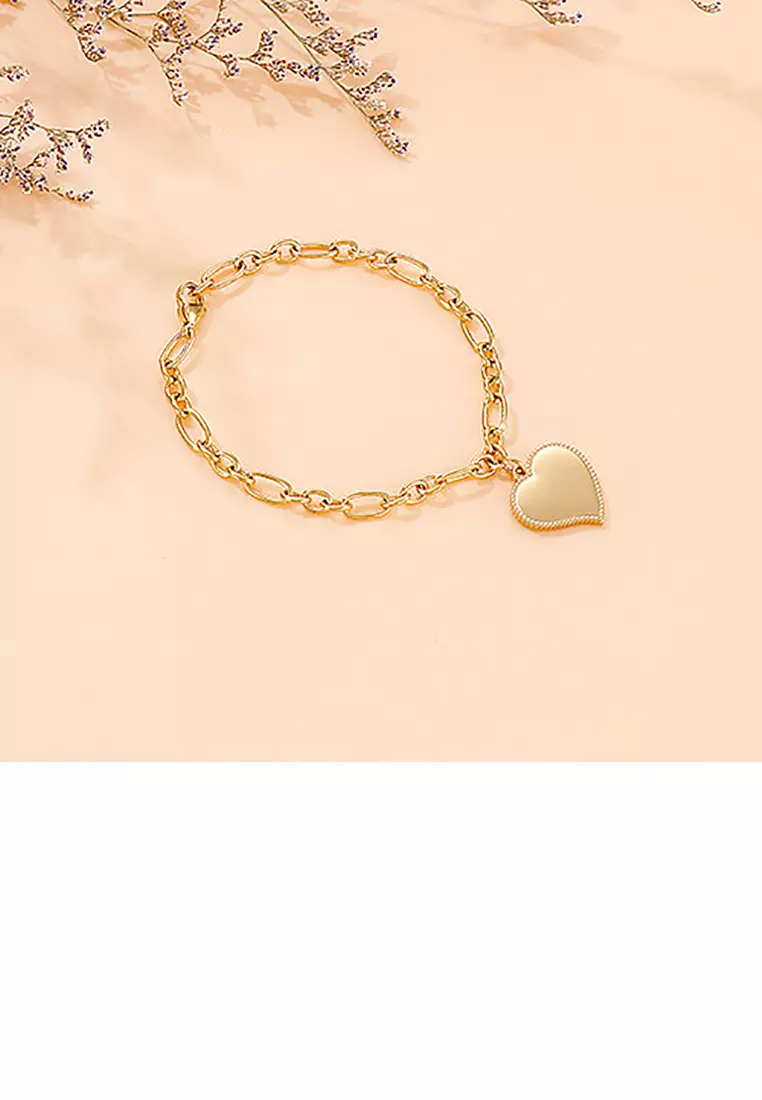 Simple and Fashion Plated Gold Heart-shaped 316L Stainless Steel Bracelet