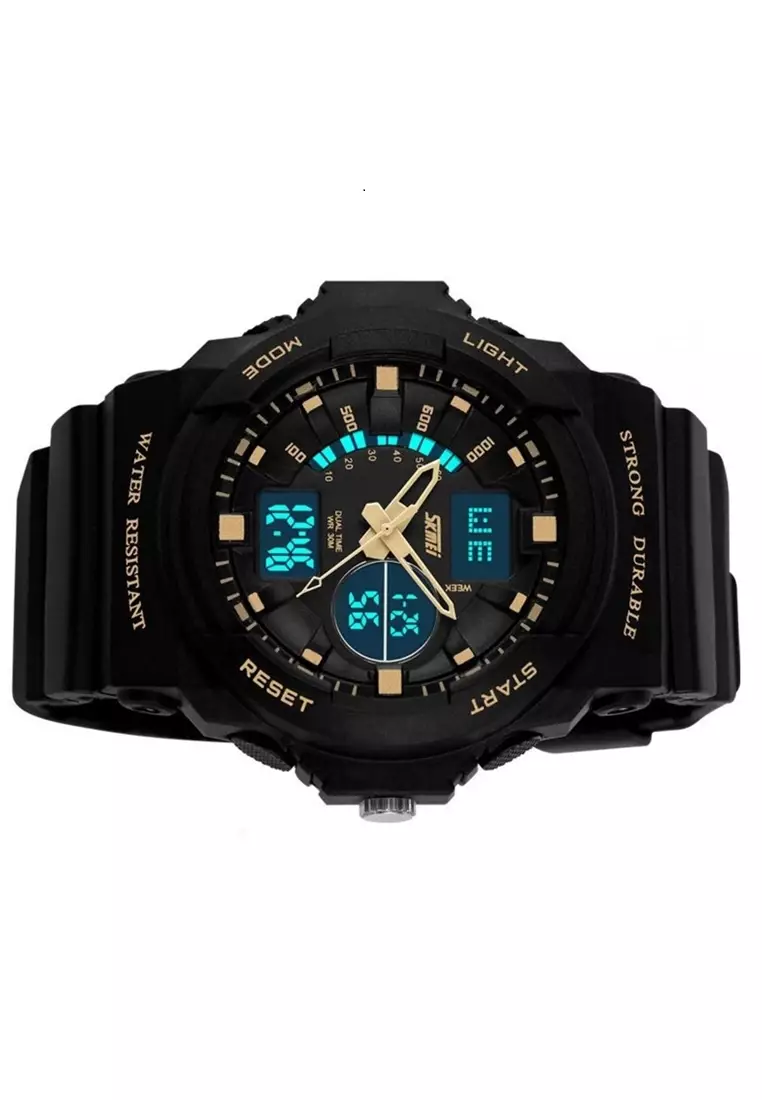 Jam Tangan Sporty Analog Digital Pria Waterproof Strap Tali Material Silicone QC43 ORIGINAL