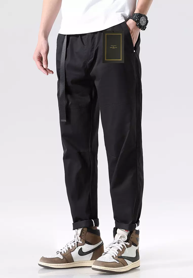 Tapered black cargo pants shop