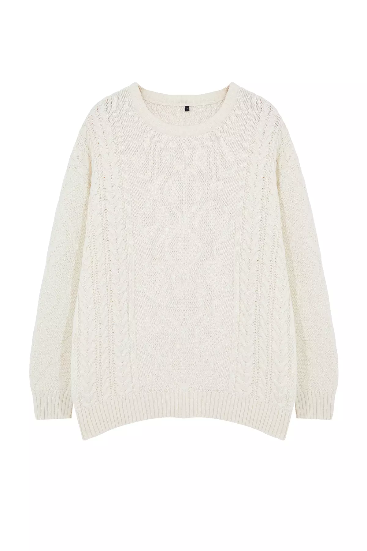 Hair Braided Crew Neck Oversize Knitwear Sweater - White Tmnaw23Kz00280