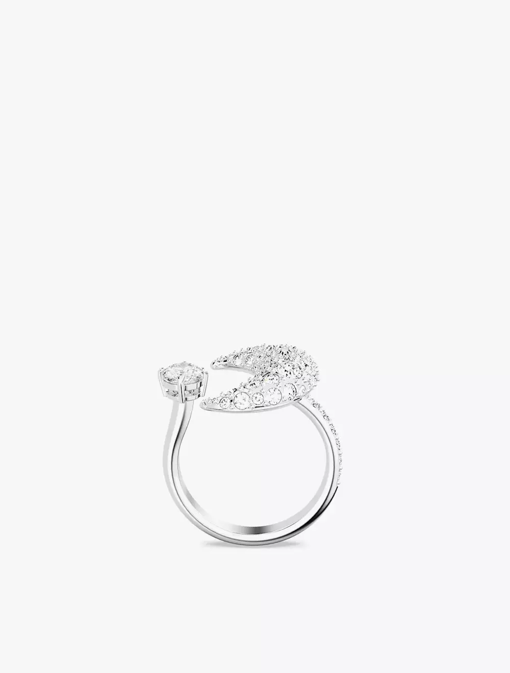 Luna Open Ring, Moon, White, Rhodium Plated - 50 - White