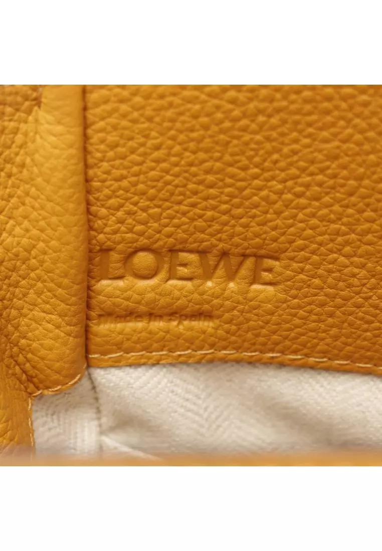 Pre-Loved LOEWE hammock drawstring bag mini Handbag leather Orange yellow 2WAY