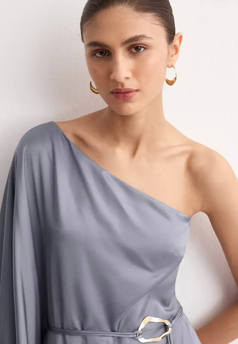 Asymmetrical Flared-Sleeve Jumpsuit