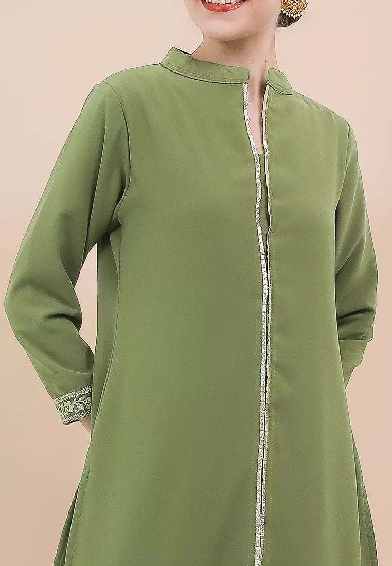 Chanira Festive Aliza Tunic-Olive Green