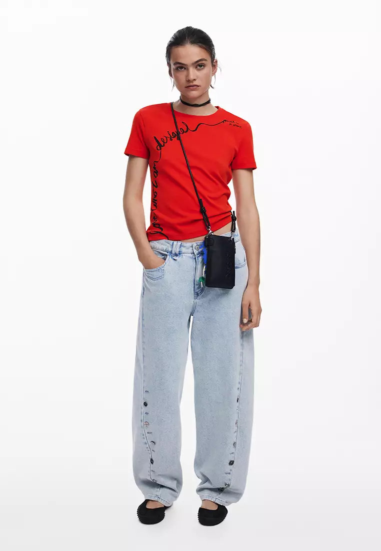 Mobile holder leather-effect logo