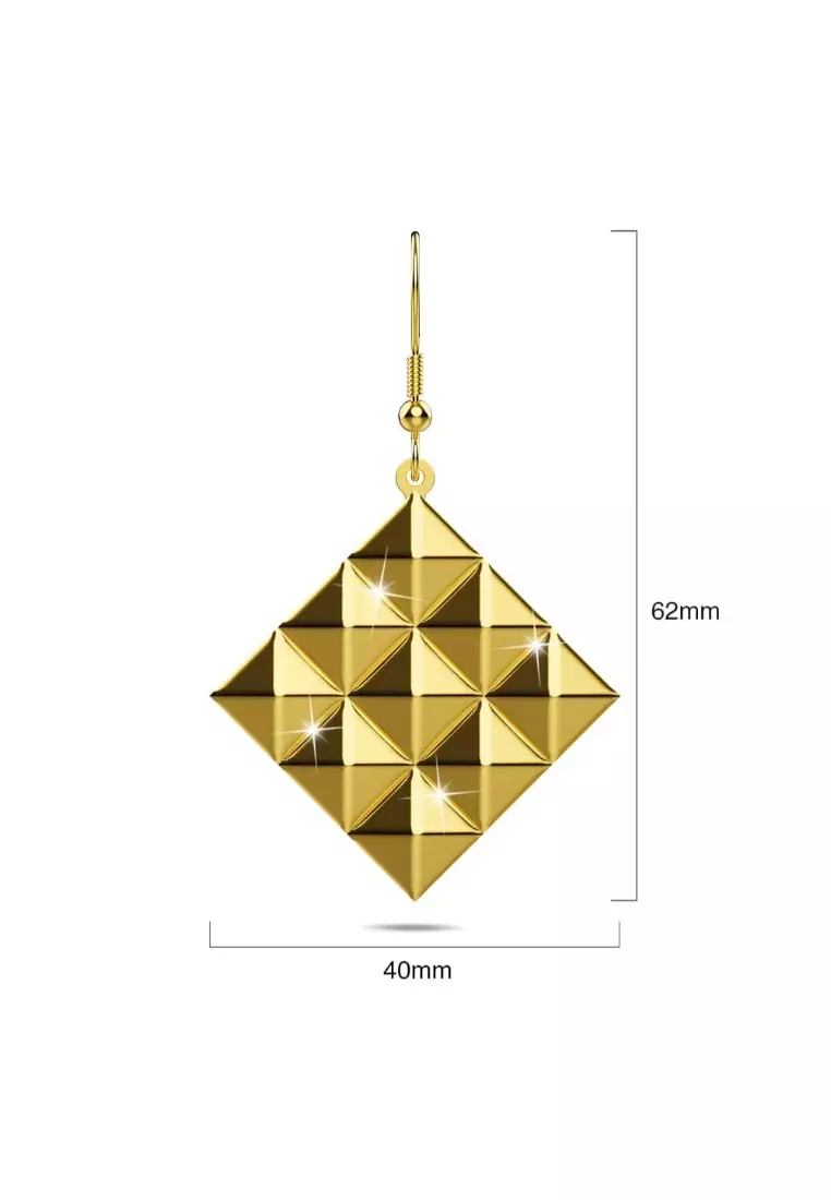 Fascination Geometric Style Diamond Shape Metallic Earrings Gold