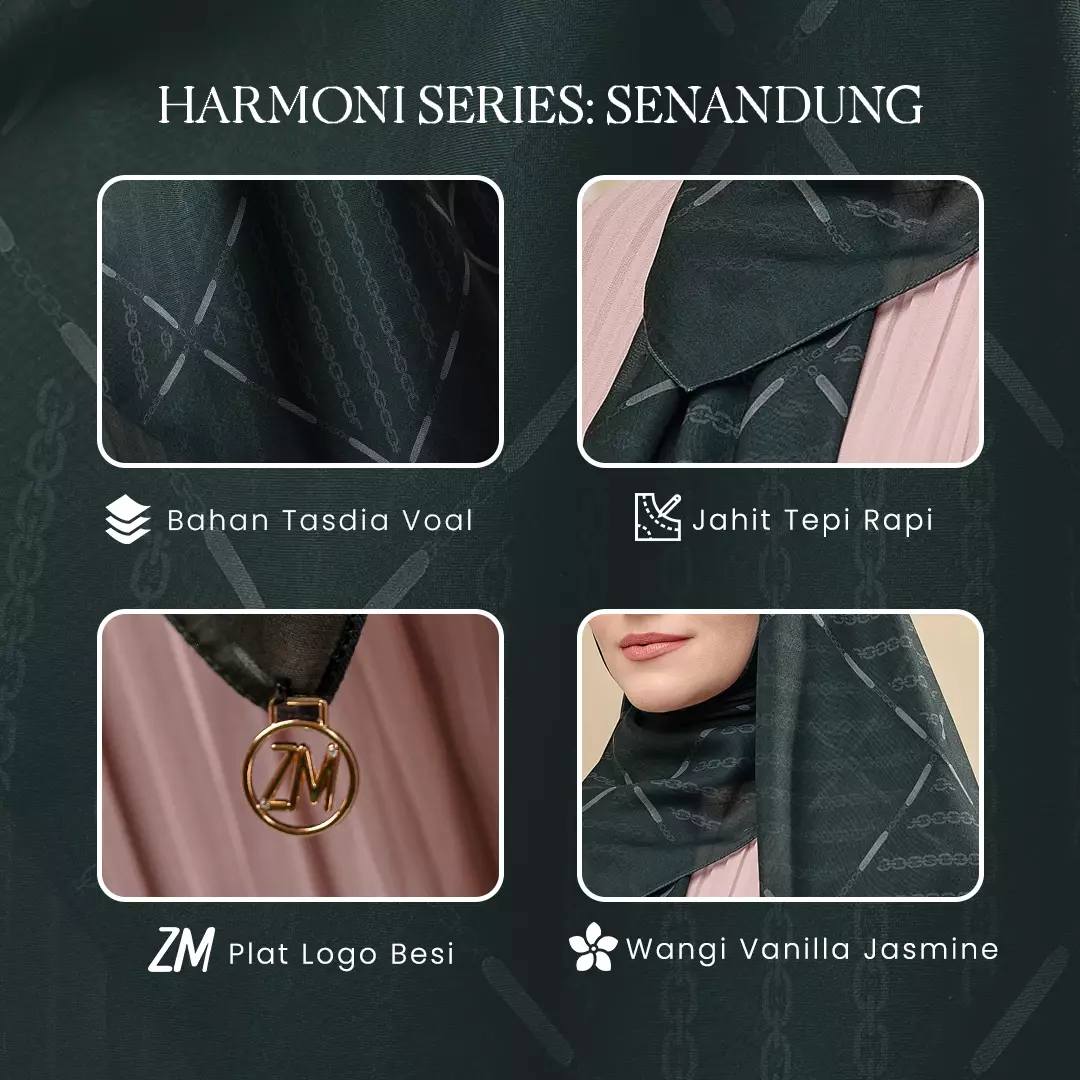 ZM Zaskia Mecca - Senandung Brown Scarf Tasdia Voil Hijab Motif - Harmoni Series | Square Segi Empat