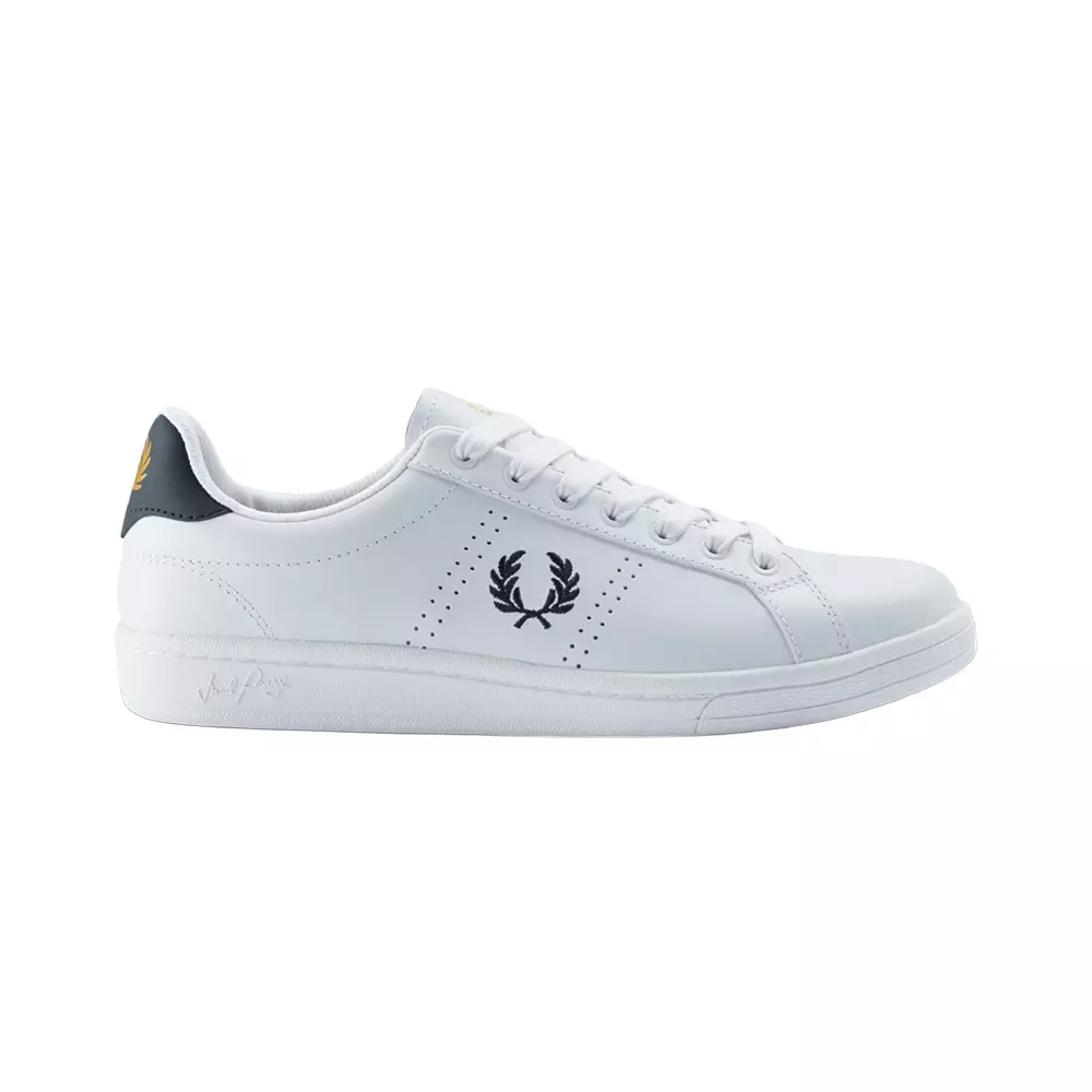 Fred perry b721 canvas hotsell trainer with stripe logo crest