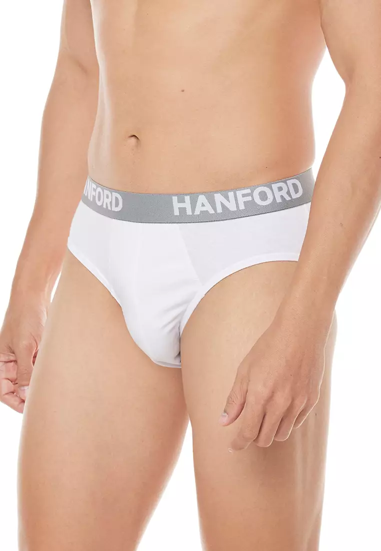 Regular Cotton Men's Briefs Ansel - White (3in1 Pack) S-4X Big Plus Size