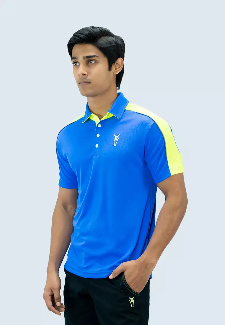 Amnig Men Motion Polo (Blue/Lemon Green)