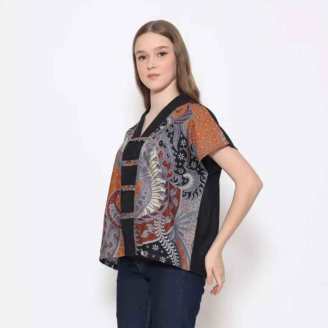 Blouse Batik Wanita - Bhatara Batik Olivia - Atasan Batik Modern Lengan Pendek