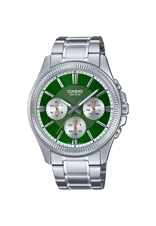 Men's Chronograph Casual Watch MTP-1375D-3AVDF Silver Stainless Steel Strap