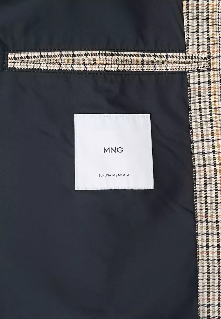 Prince Of Wales Check Jacket With Funnel Neck