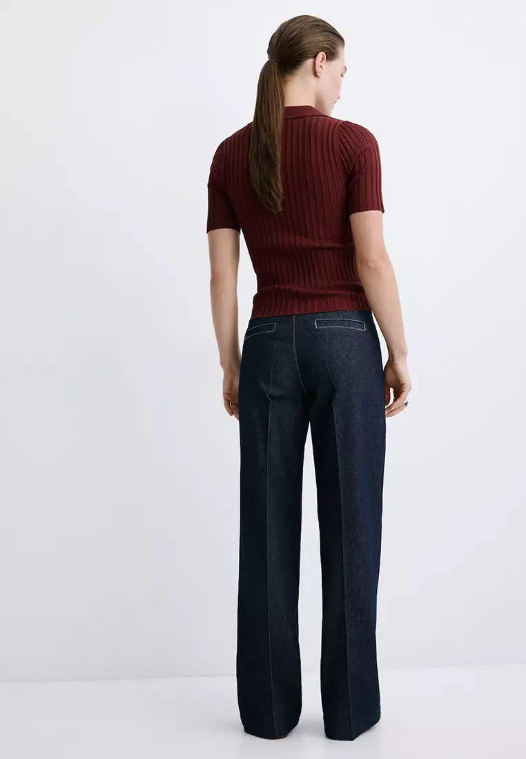 Wide-Leg Jeans With Side Buttons