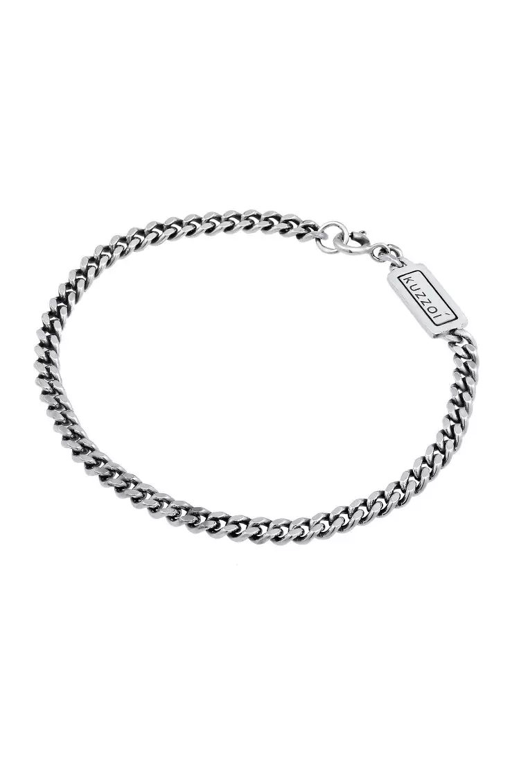 EXCLUSIVE Gelang Perhiasan Perak 925 Pria Tank Track Oxidized