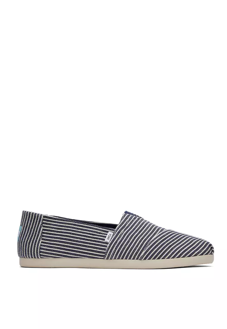 Discount on Toms  shoes - SKU: Espadrille Alpargata Men - Navy Railroad Stripe