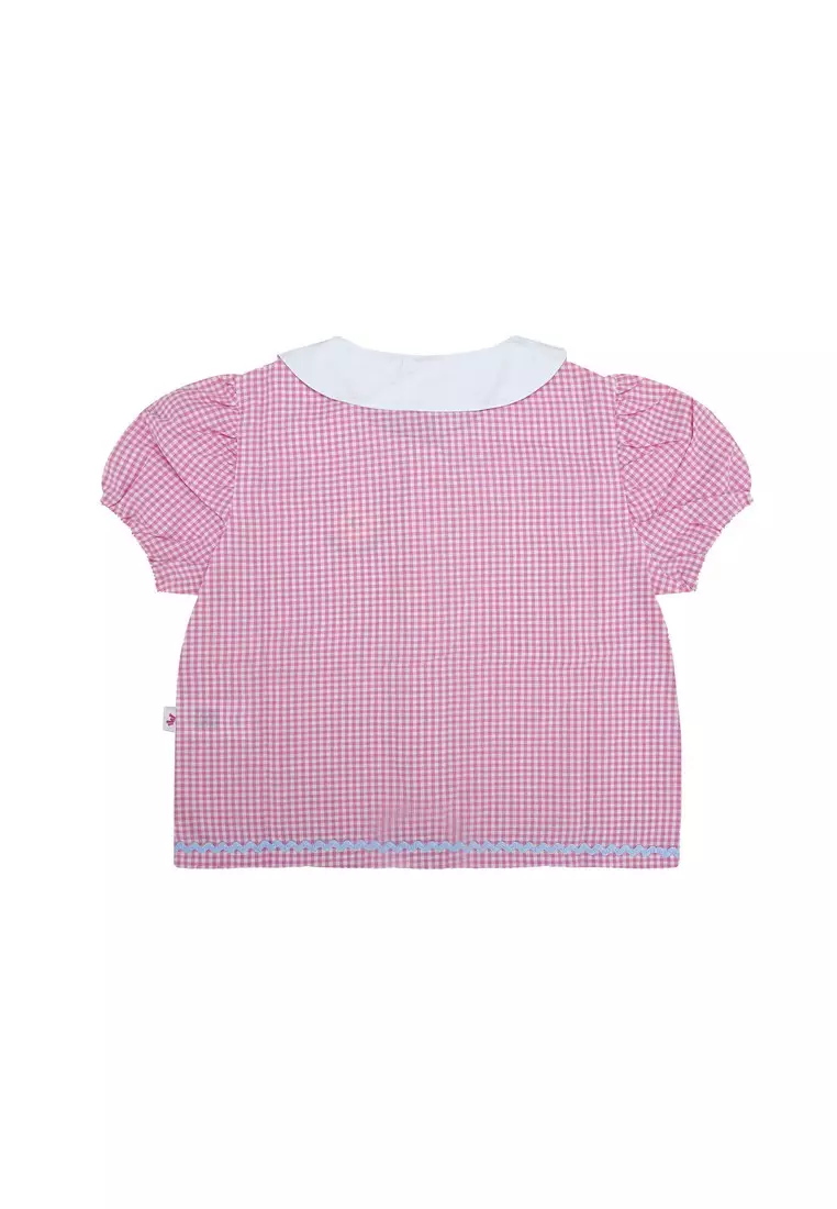 3Second Kids Girl's Shirt Short Puffed Sleeve Peter Pan Collar Biya HP-C030225
