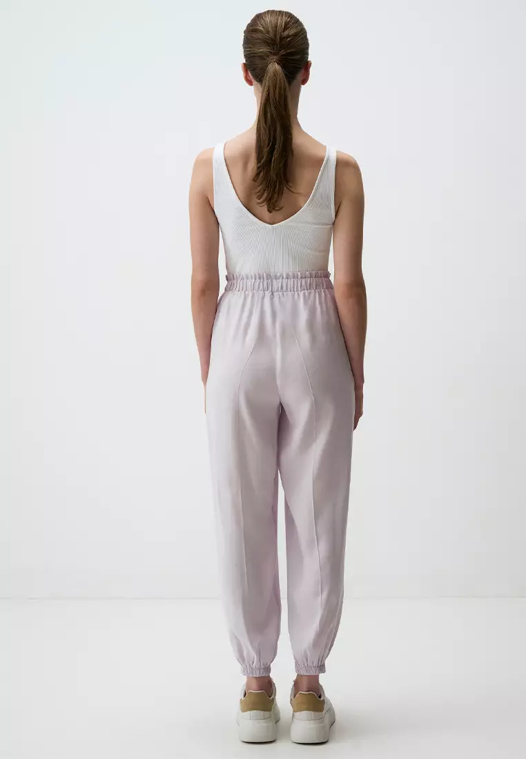 Jimmy Key Lilac Elastic Waist Narrow Leg Pockets Trousers